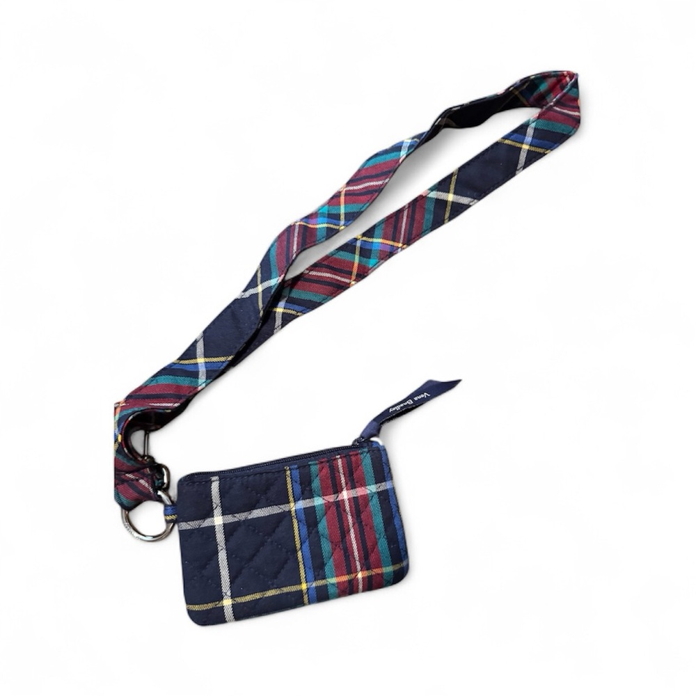 Vera Bradley Plaid ID with Strap key rings on both
